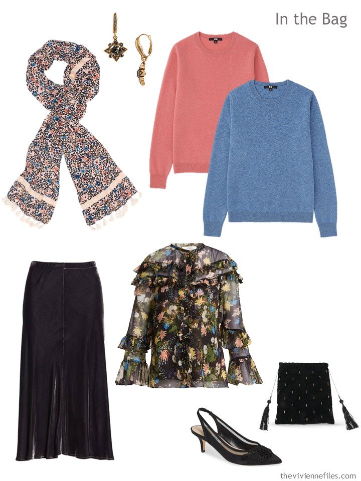 4. travel capsule wardrobe for autumn in black and pastels