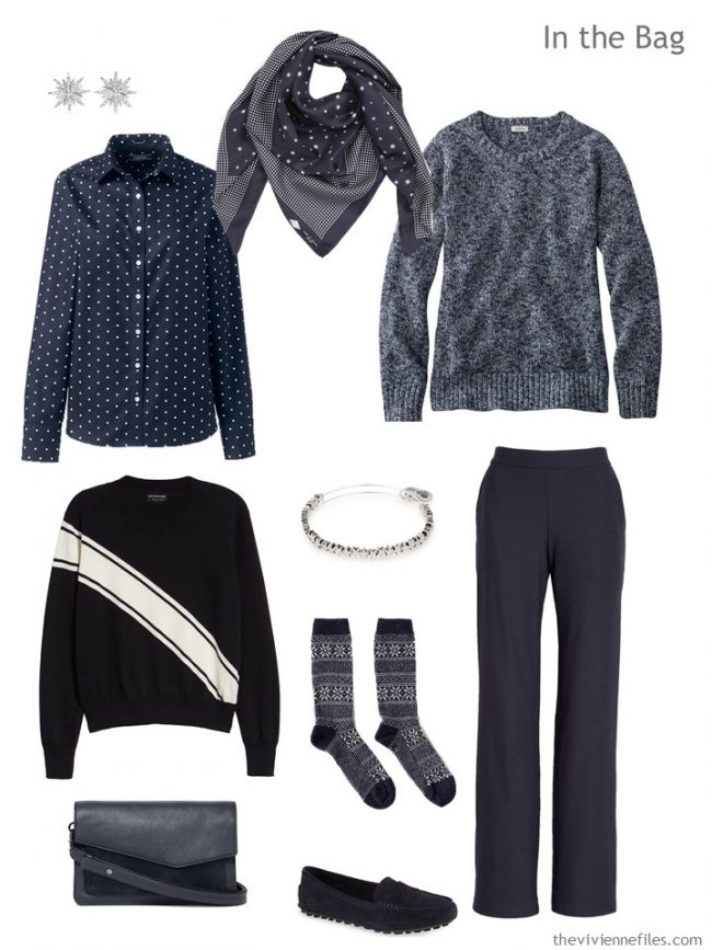 4. travel capsule wardrobe in navy and white