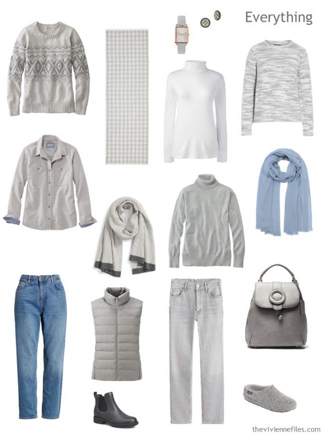 5. travel capsule wardrobe in grey and blue