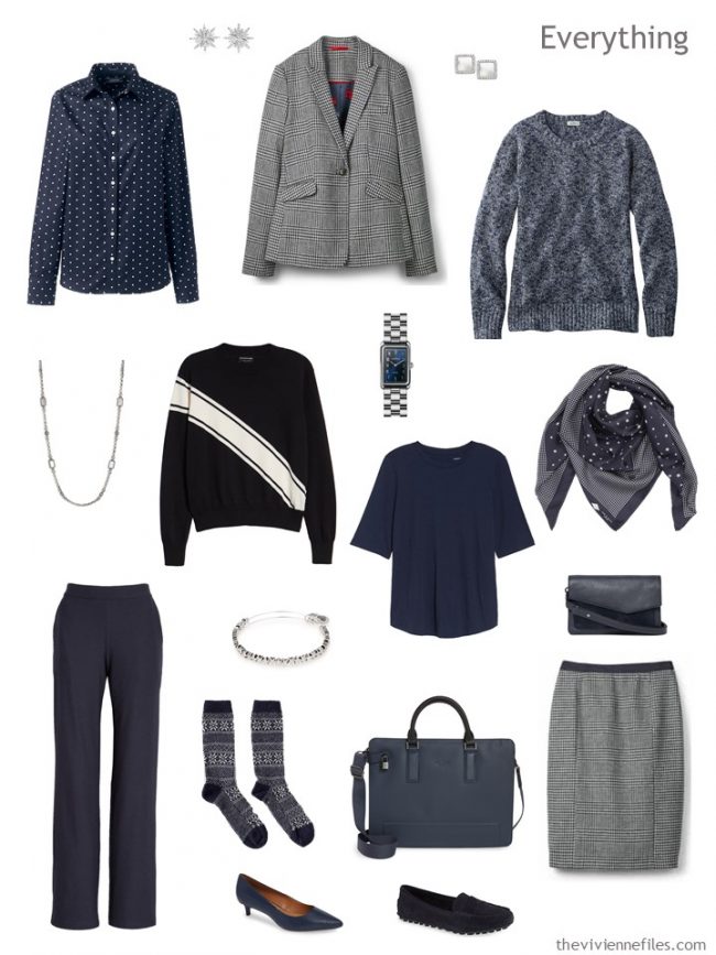 5. travel capsule wardrobe in navy and white