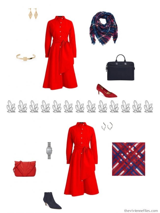 6. 2 ways to accessorize a red dress from a capsule wardrobe