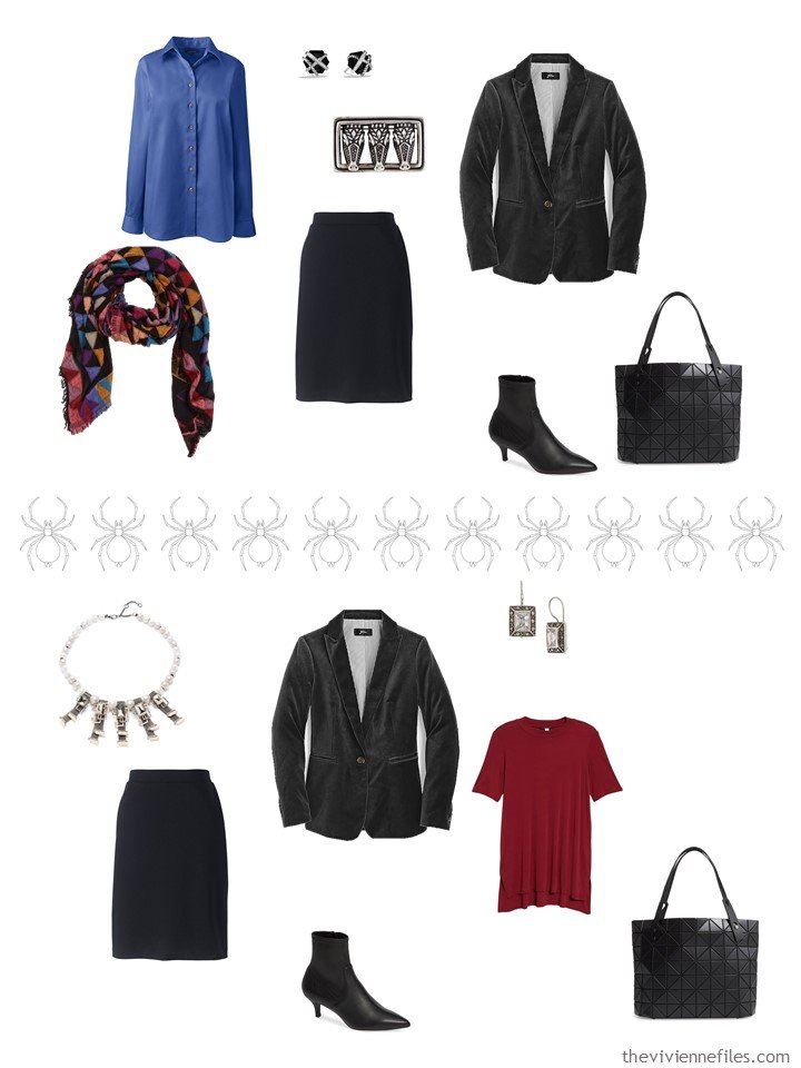 6. 2 ways to wear a black skirt from a business travel capsule wardrobe