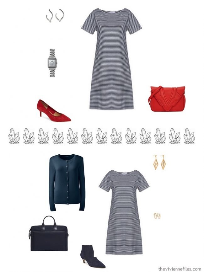 7. 2 ways to accessorize a striped dress from a capsule wardrobe