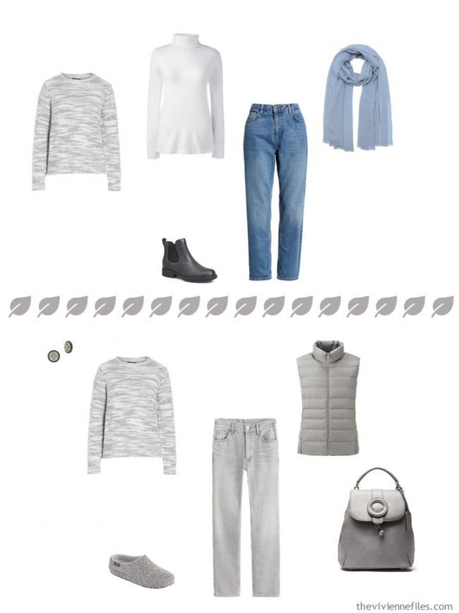 7. 2 ways to wear a grey sweater from a travel capsule wardrobe