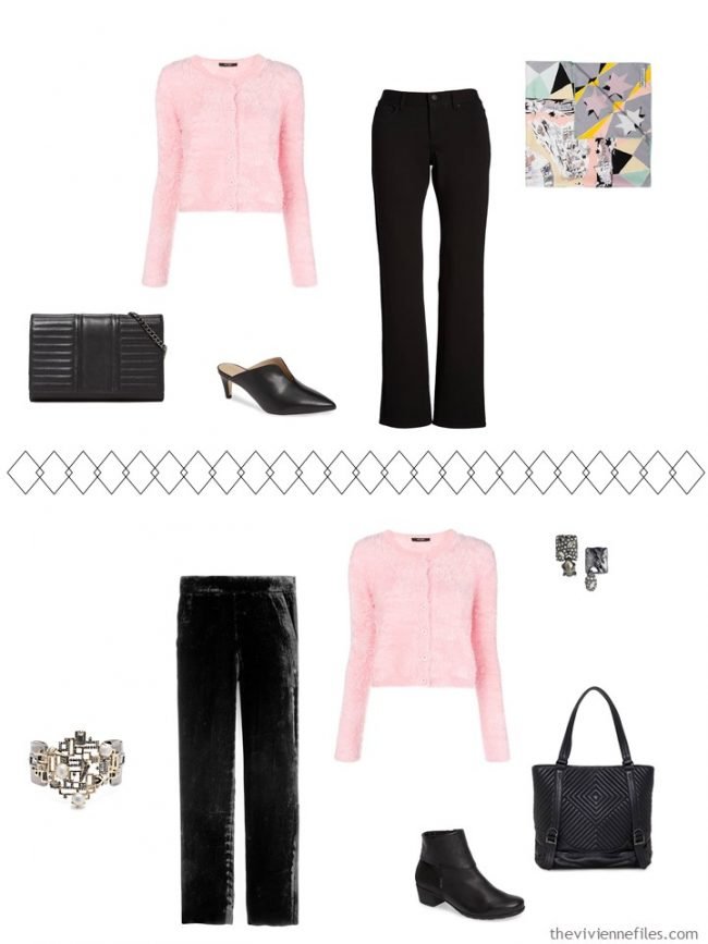 7. 2 ways to wear a pink sweater from a travel capsule wardrobe