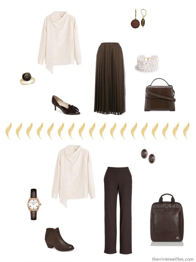 7. 2 ways to wear an ivory blouse from a capsule wardrobe