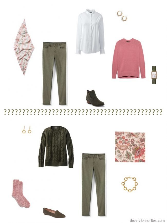 7. 2 ways to wear olive pants from a capsule wardrobe