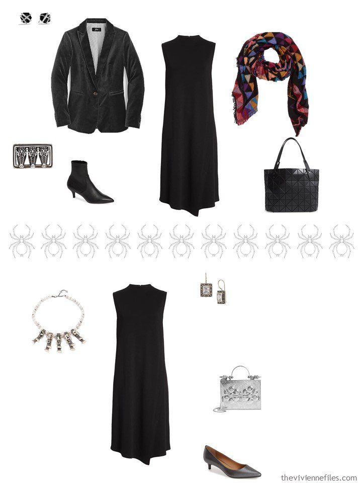 8. 2 ways to wear a black dress from a business travel capsule wardrobe