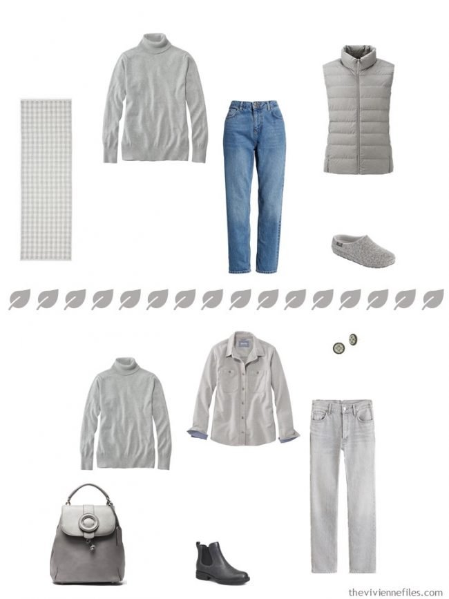 8. 2 ways to wear a grey turtleneck from a travel capsule wardrobe