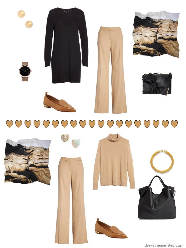 8. 2 ways to wear camel pants from a travel capsule wardrobe