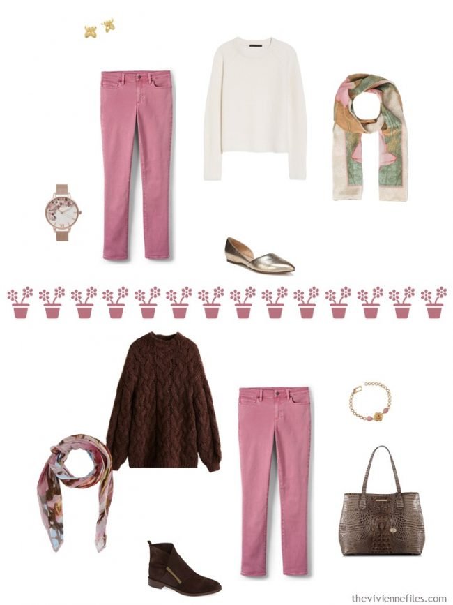 8. 2 ways to wear pink jeans from a travel capsule wardrobe