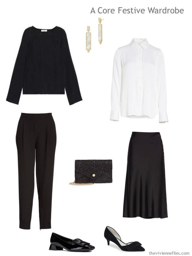 1. black & white silk capsule party wardrobe