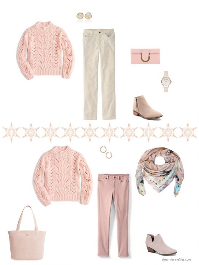 10. 2 ways to wear a pink sweater from a capsule wardrobe