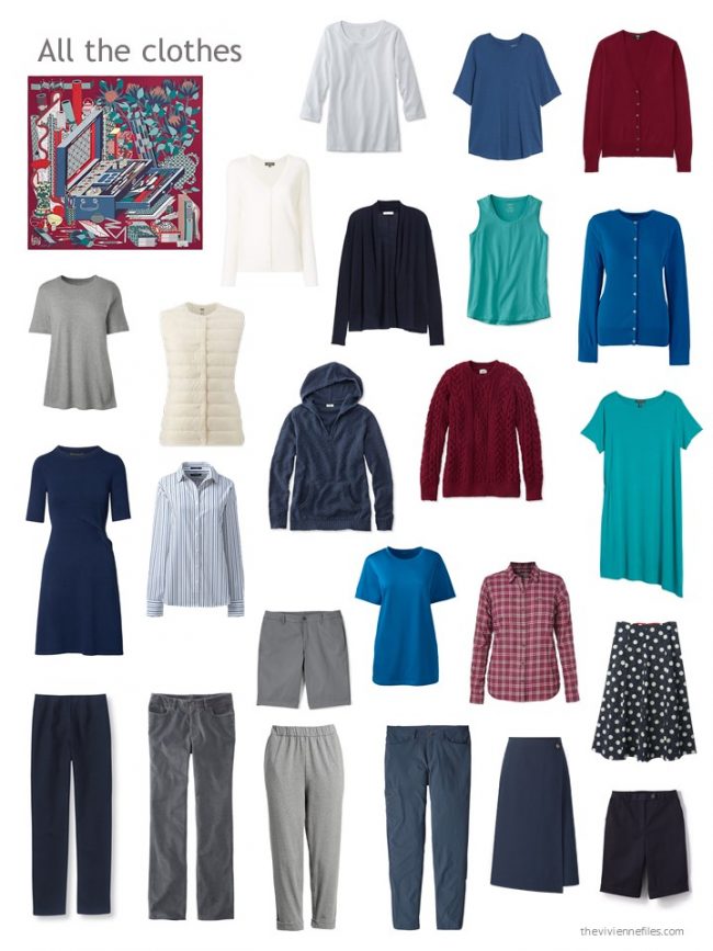 10. navy, grey and burgundy capsule wardrobe