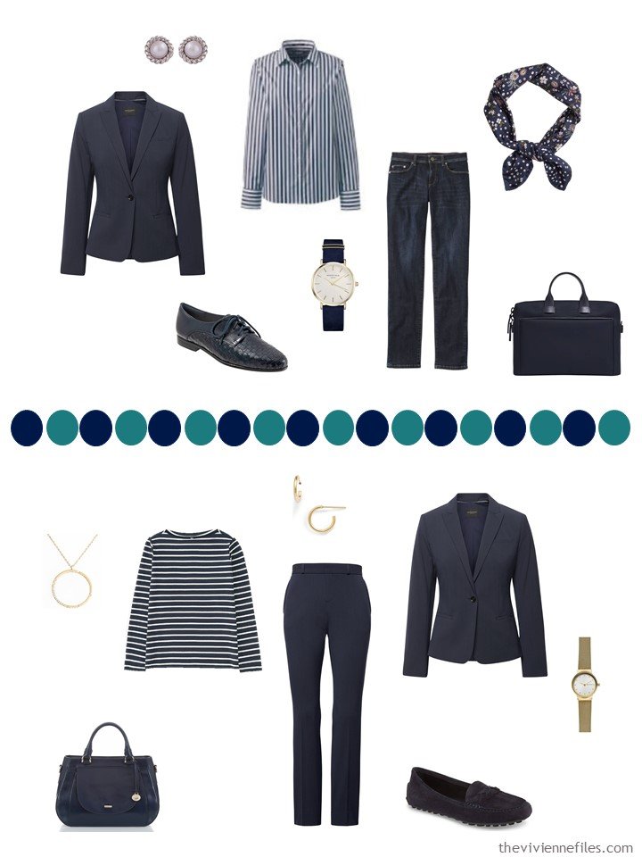 13. 2 ways to wear a navy blazer in a capsule wardrobe