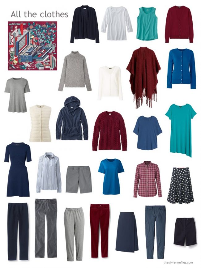 13. capsule wardrobe in navy, grey and cranberry