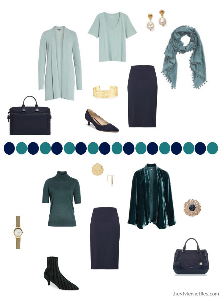 14. 2 ways to wear a navy skirt in a capsule wardrobe