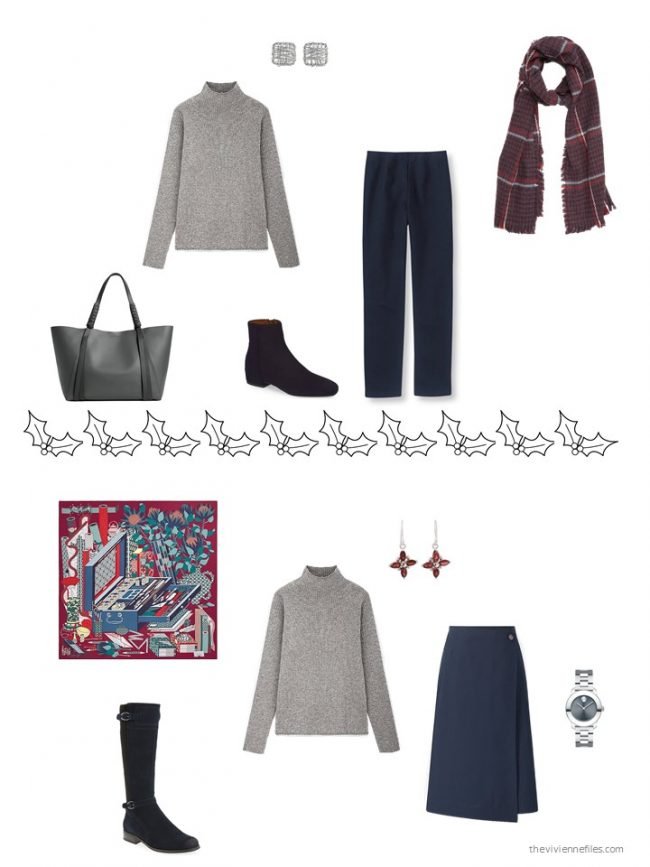 15. 2 ways to wear a grey sweater from a capsule wardrobe