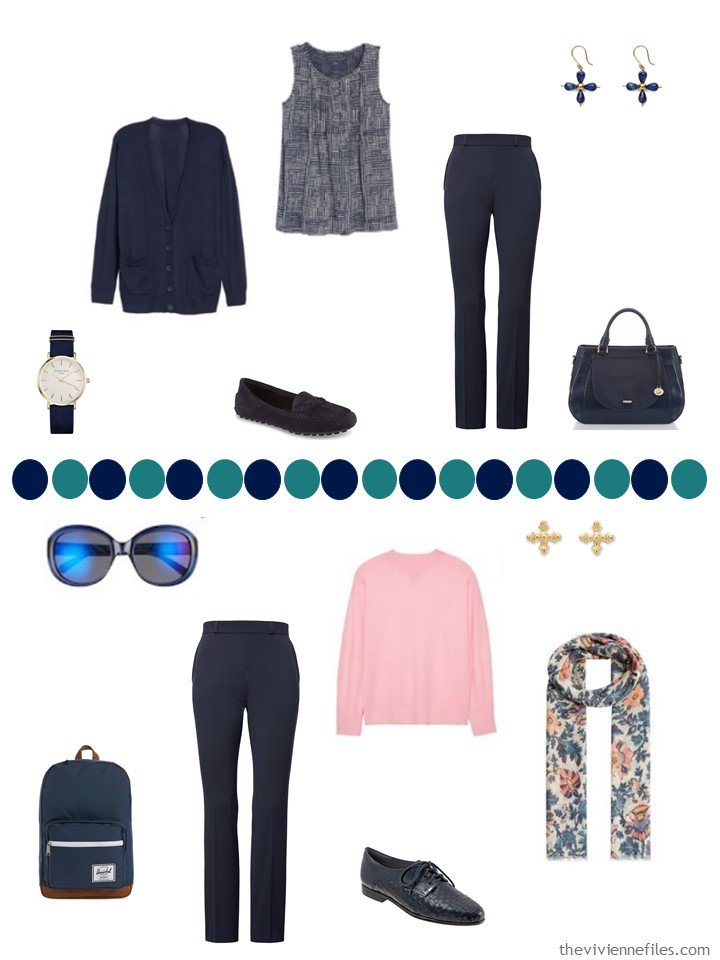 15. 2 ways to wear navy pants in a capsule wardrobe