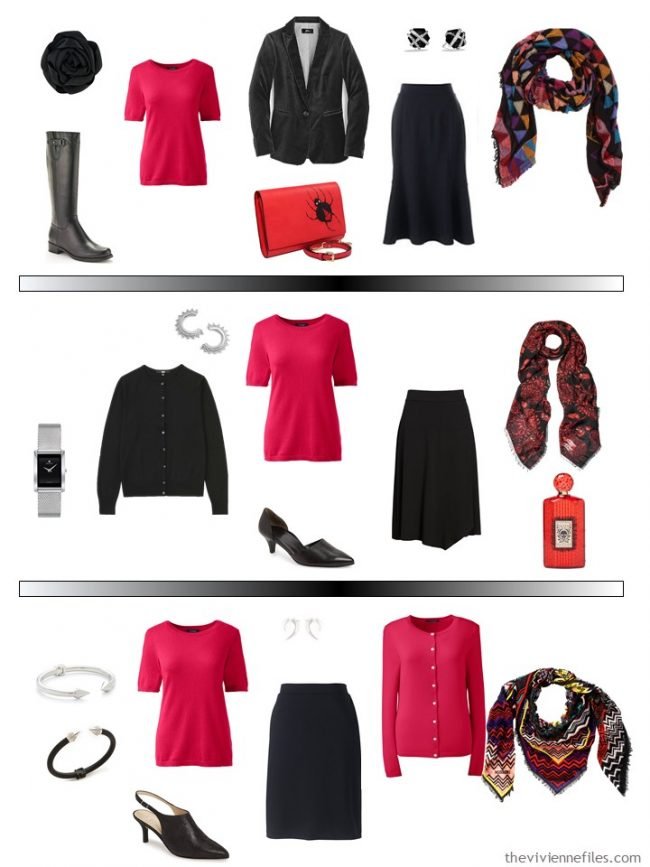 15. 3 ways to wear a red short-sleeved sweater in a capsule wardrobe