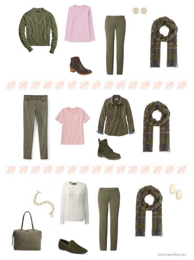 16. 3 ways to wear an olive plaid scarf from a capsule wardrobe