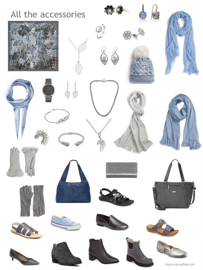 19. accessories for a blue and grey capsule wardrobe