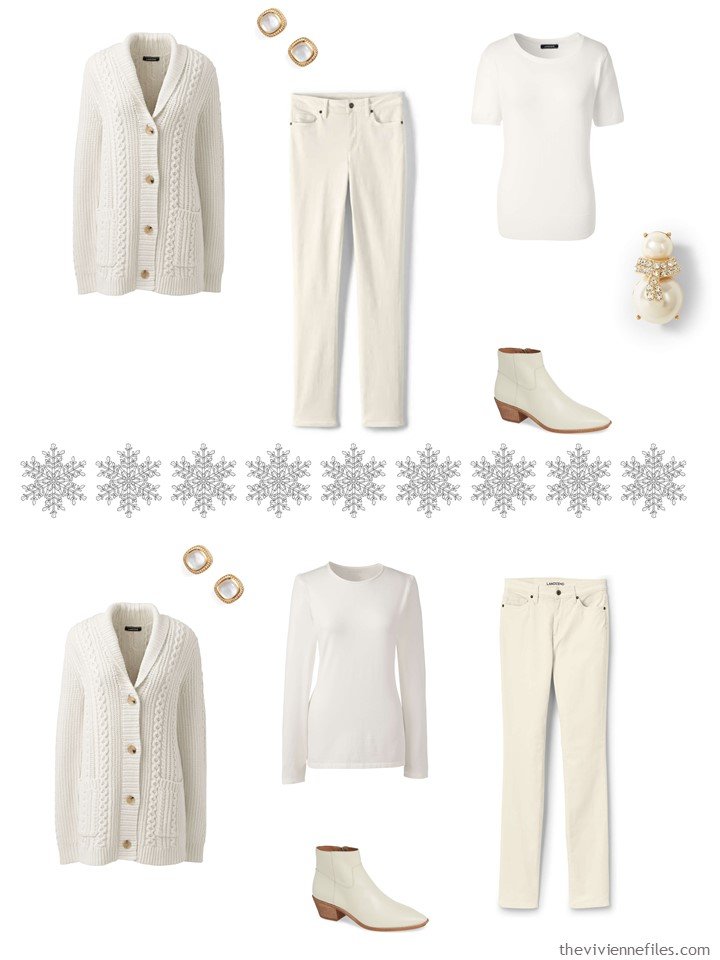 2. 2 outfits from a winter white wardrobe cluster