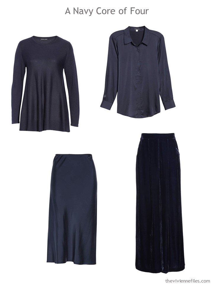 2. Eileen Fisher midnight blue wardrobe Core of 4