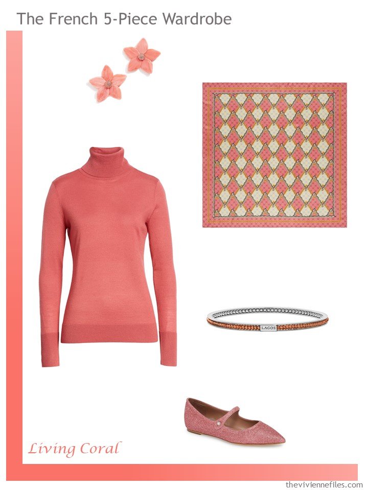 2. Living Coral French 5-Piece Wardrobe