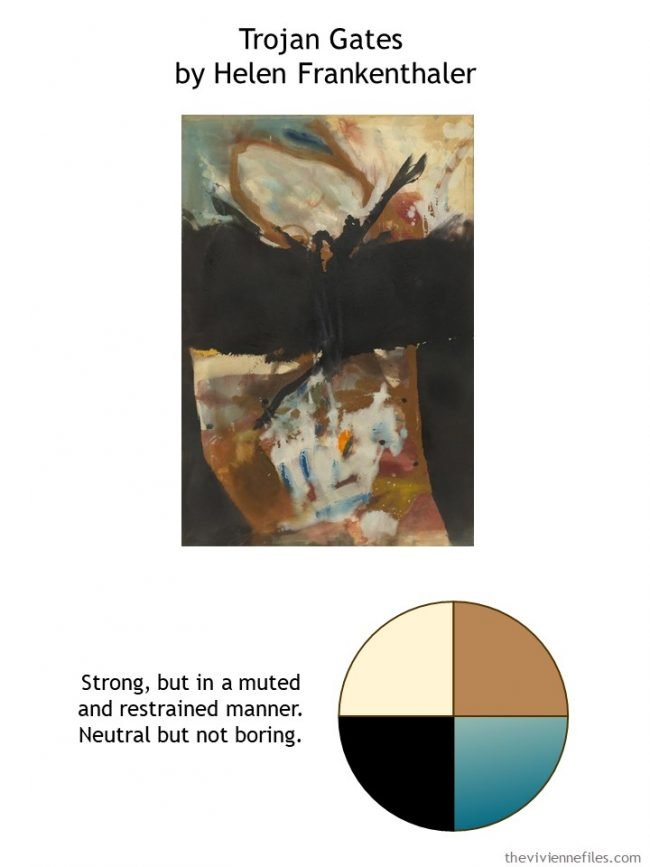 2. Trojan Gates by Helen Frankenthaler with style guidelines and color palette