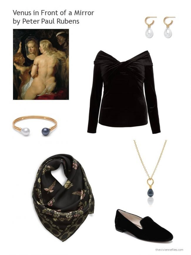 2. black velvet top and related accessories