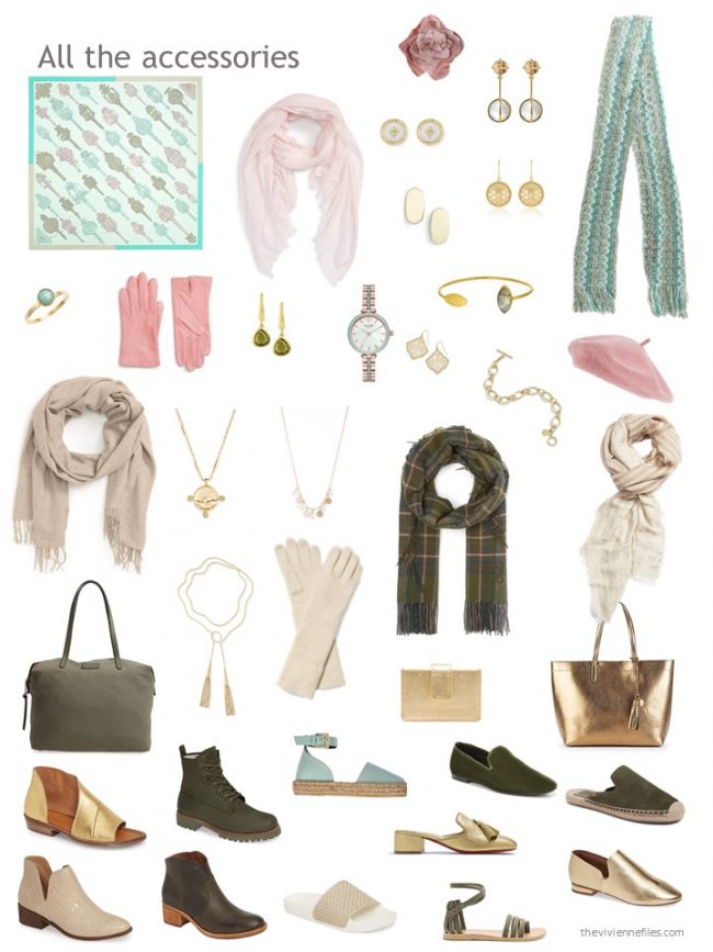 20. accessories for a capsule wardrobe based on olive and beige