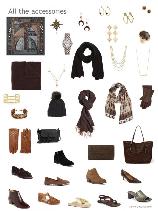 23. accessories for a black and brown capsule wardrobe