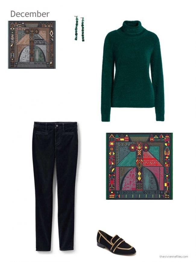 29. green and black holiday outfit