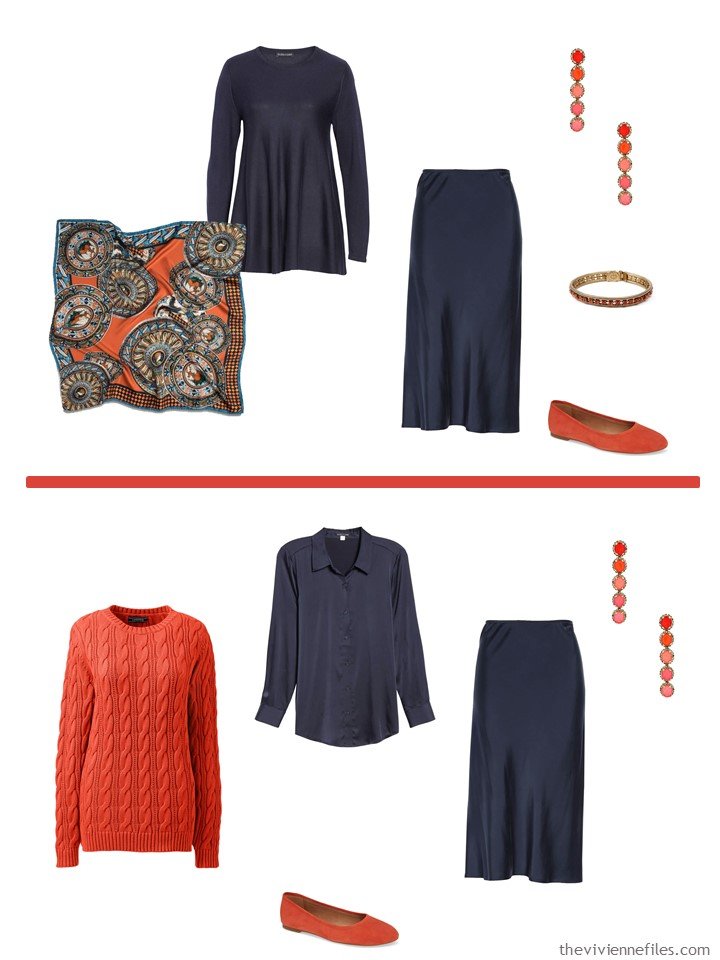 3. Midnight blue skirt accented with Fiesta Orange