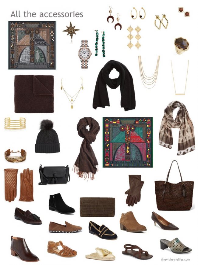 31. accessories for a capsule wardrobe based on brown and black