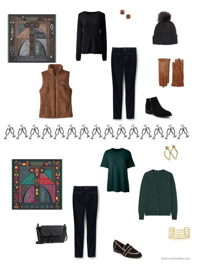 33. 2 ways to wear black velvet jeans from a capsule wardrobe