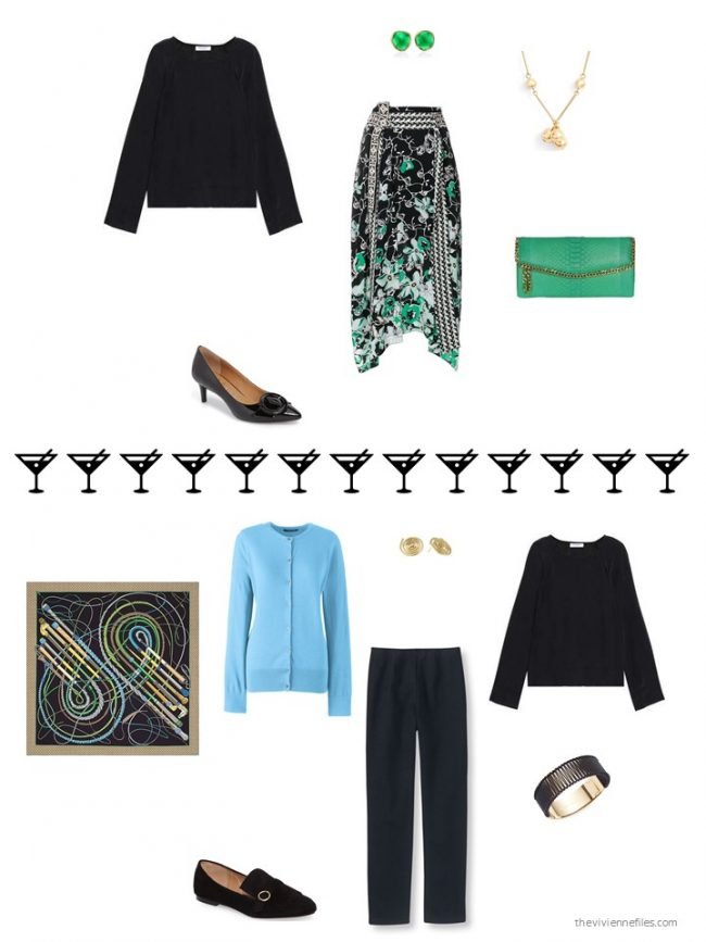 4. 2 ways to wear a black silk tee from a capsule wardrobe