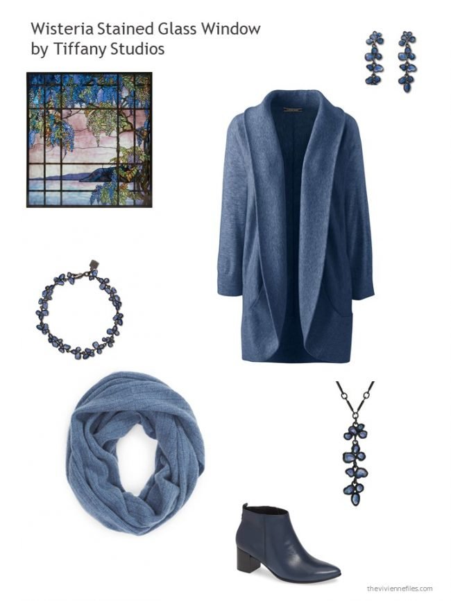 4. Blue cardigan and accessories