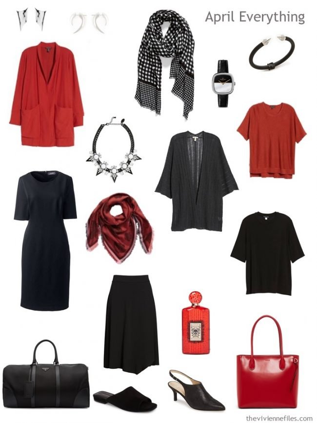 4. Capsule Travel Wardrobe for April in black and red