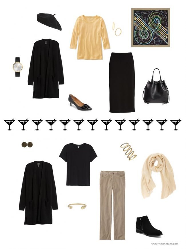 5. 2 ways to wear a black cashmere cardigan from a capsule wardrobe