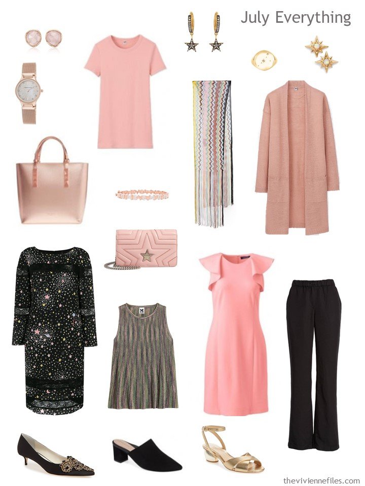 5. travel capsule wardrobe in black and blush