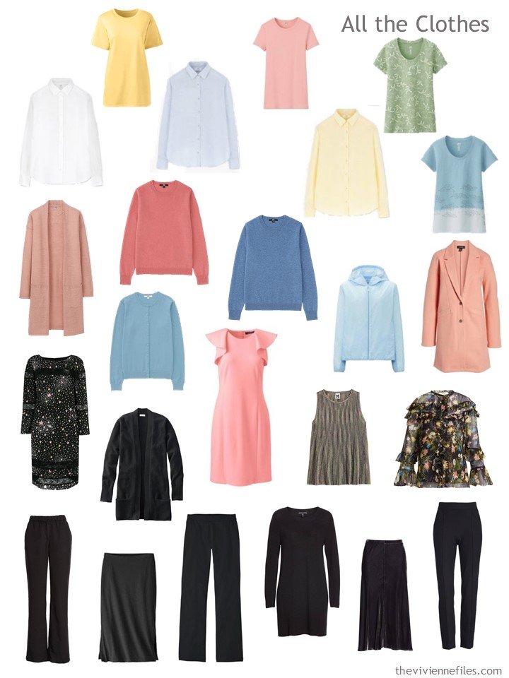 7. capsule wardrobe in black and pastels