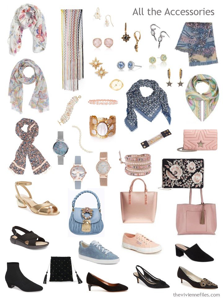 8. accessories for a black and pastel capsule wardrobe