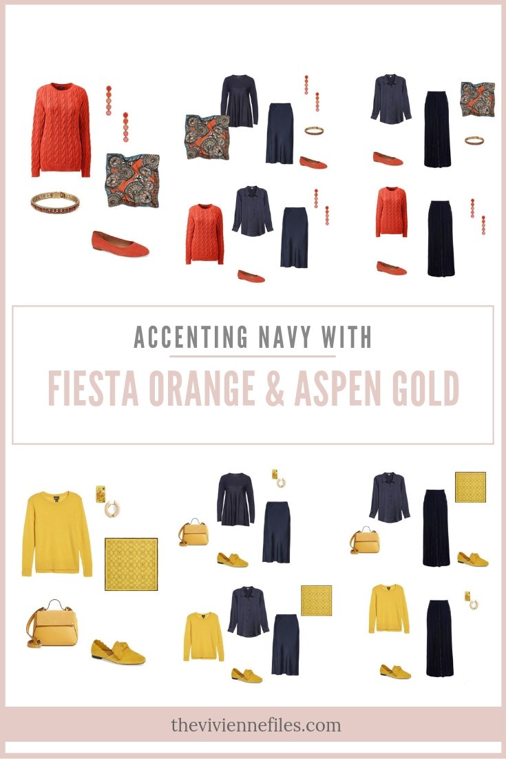 ACCENTING NAVY WITH FIESTA ORANGE OR ASPEN GOLD