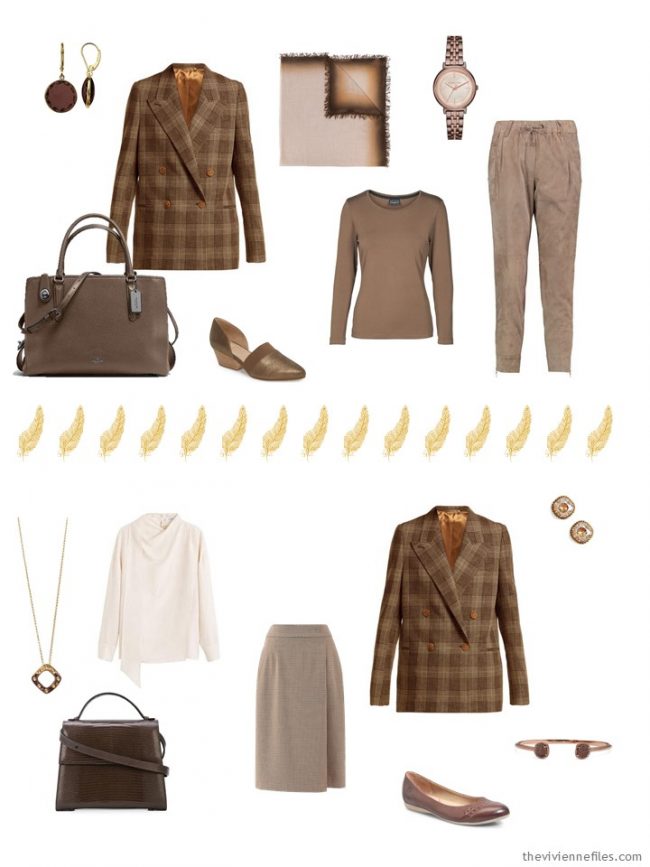 10. 2 ways to wear a brown blazer in a capsule wardrobe