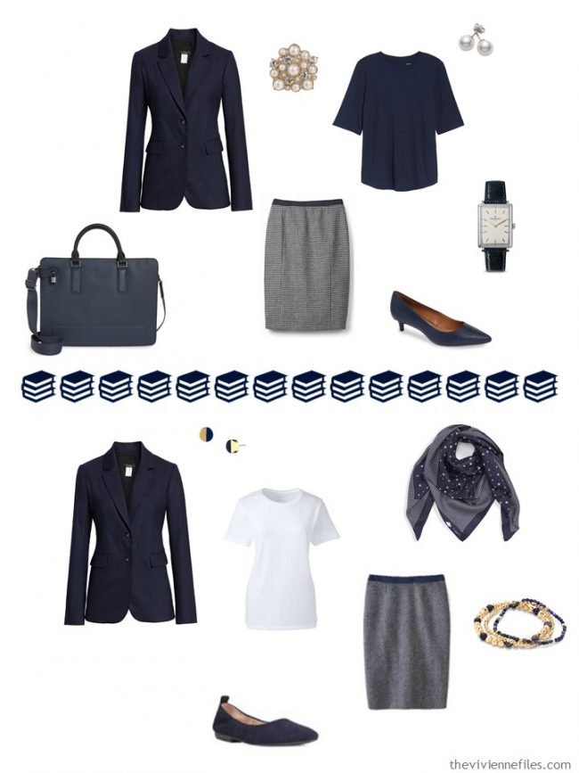 10. 2 ways to wear a navy blazer from a navy and white capsule wardrobe