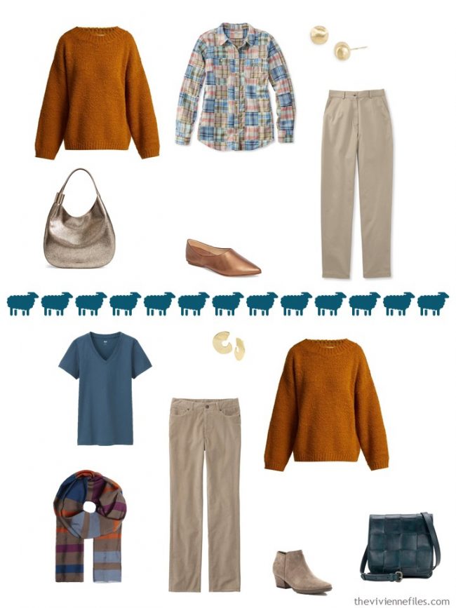 10. 2 ways to wear a rust sweater in a capsule wardrobe