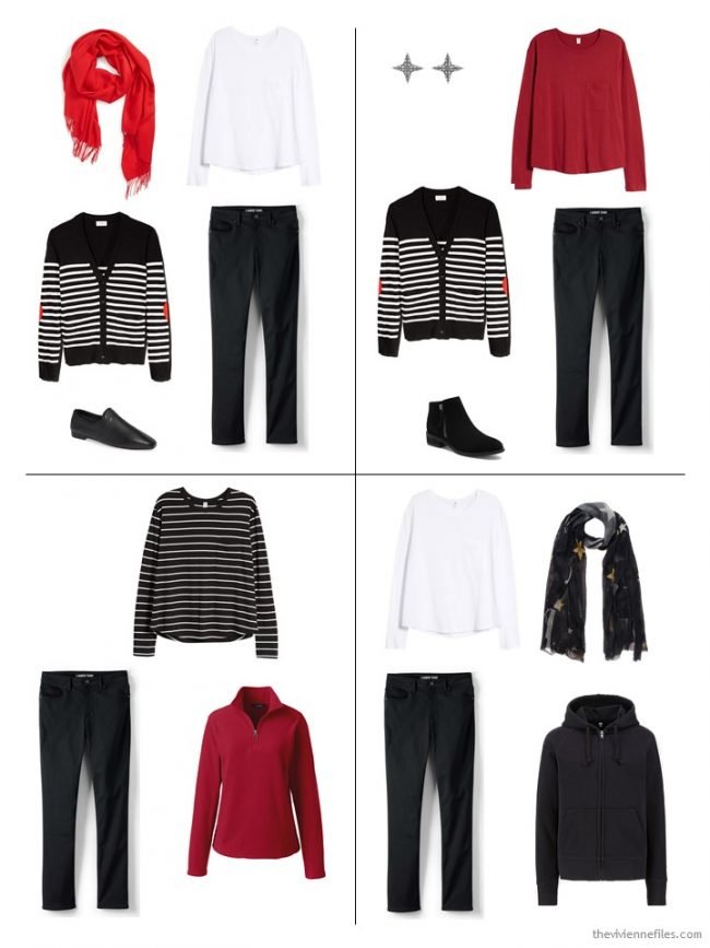 10. 4 outfits from a 10-piece winter capsule wardrobe