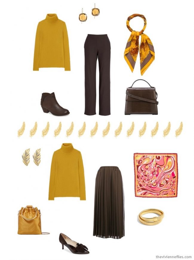 11. 2 ways to wear a gold turtleneck in a capsule wardrobe